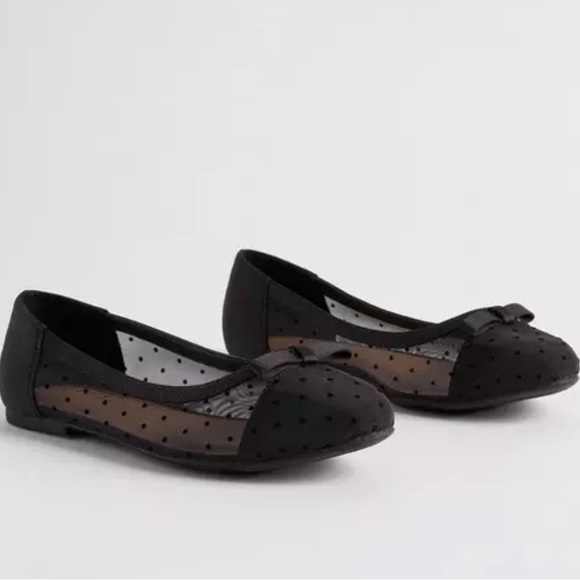 torrid Shoes - Torrid Mesh Dot Bow Shear Flats Slip On Ballet Mesh Black 7WW NWT Comfort Wide
